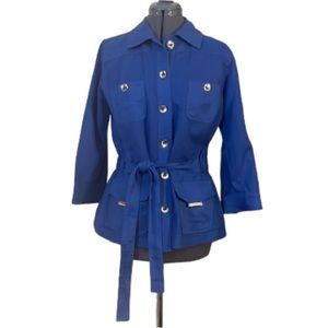 Luisa Spagnoli Blue Cotton Linen Mix Lightweight Jacket Size 44